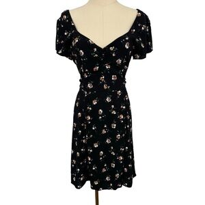 Abercrombie & Fitch AF Floral Sundress Sz S Black Below Knee Dress Pretty EUC